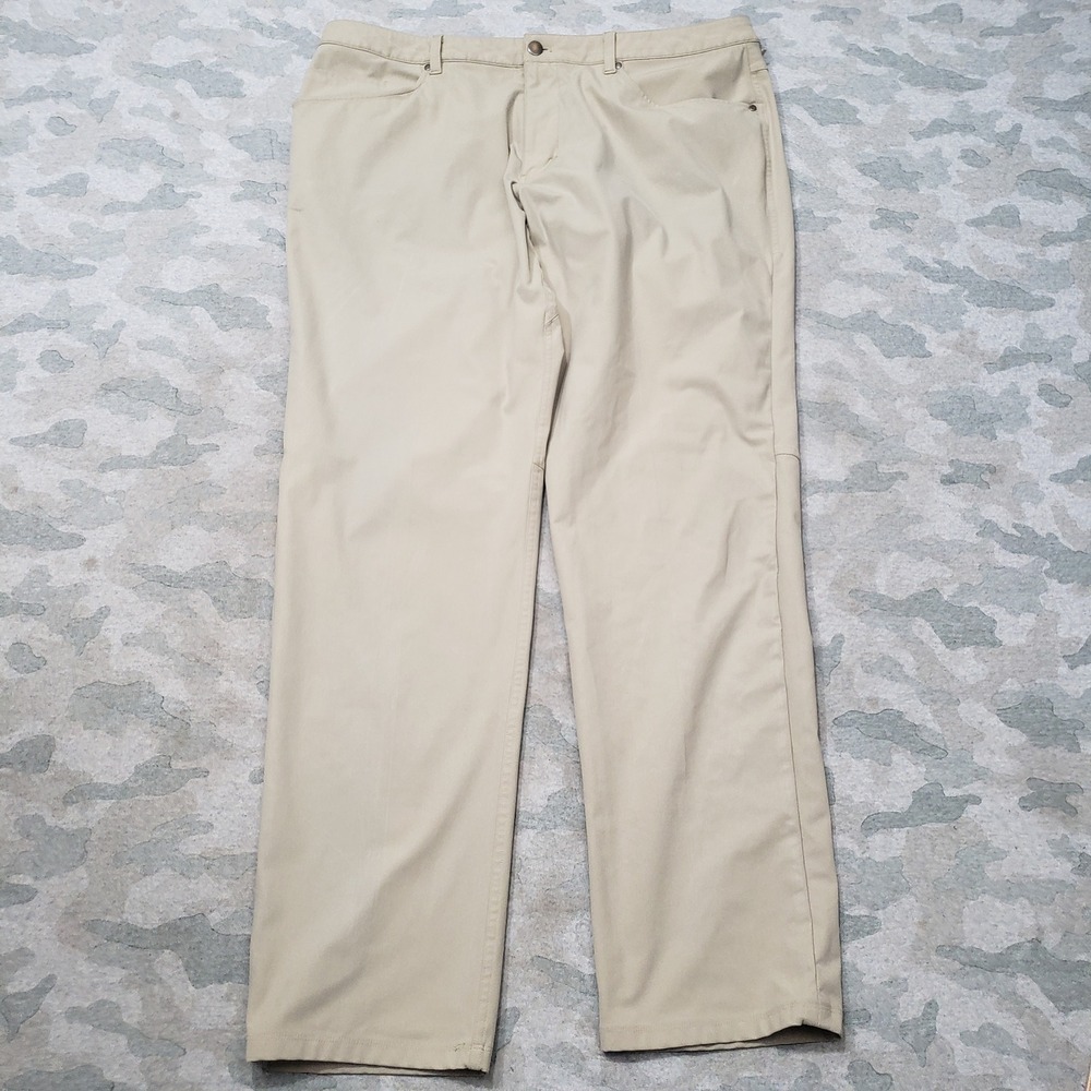 Lululemon Pant Men 38 Tan ABC Classic Warpstreme 5 Pockets Athleisure Stretch